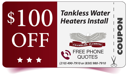 plumbers discount 100 off tankless water heater install